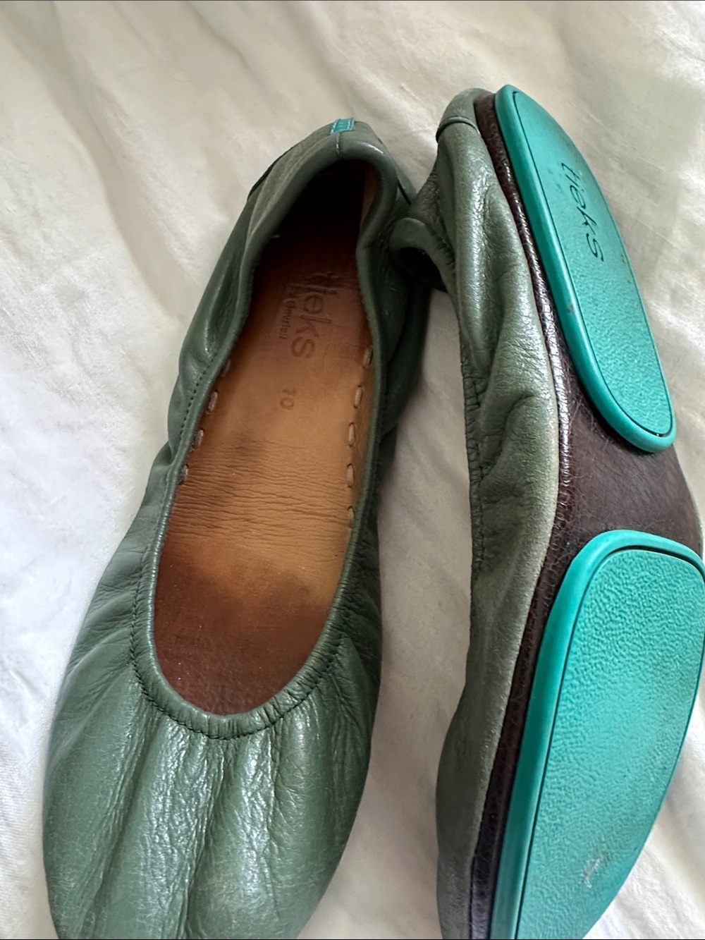 Tieks Green Leather Ballet Flats size 10 - Picture 5 of 8